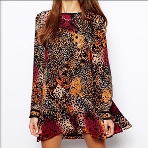 One Teaspoon Manic Cheetah Mini Dress in Rust